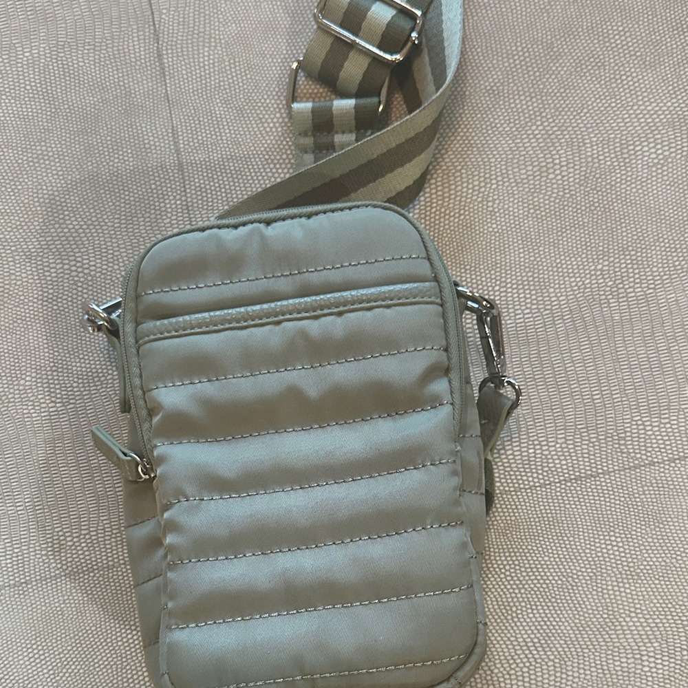 Isaac Mizrahi Gray Crossbody Bag with Striped Strap - Picture 3 of 4